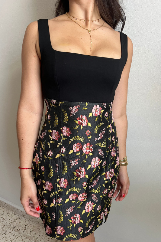 brocade mini dress Sleeveless Brocade Mini Dress
