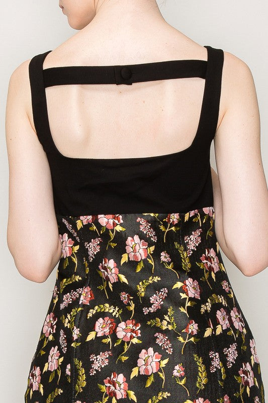 Sleeveless Brocade Mini Dress - Briavio Boutique