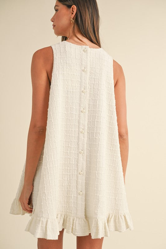 Ruffle Button-Back Mini Dress