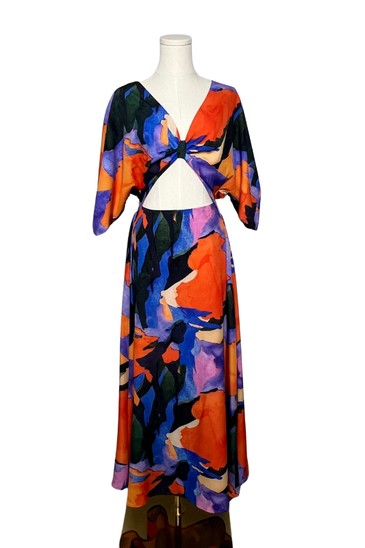 Art-Inspired Long Dress With Cutout