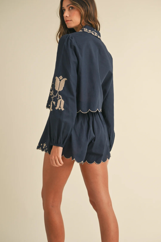 Embroidered Shirt and Short Set