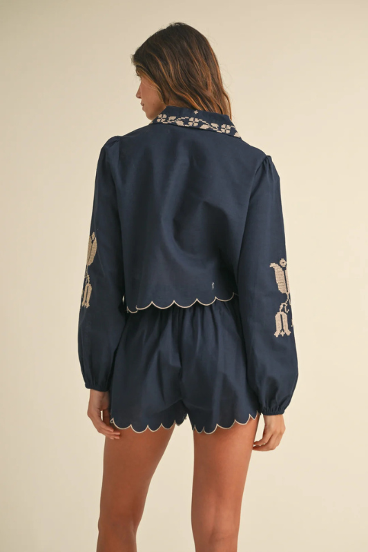 Embroidered Shirt and Short Set