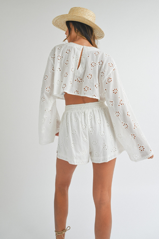 Eyelet Lace Crop Top and Shorts Set