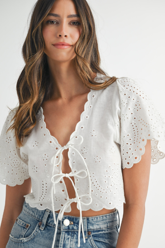 Floral Embroidered Linen Blouse