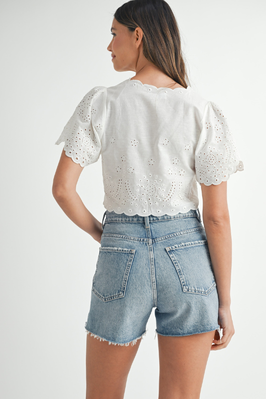 Floral Embroidered Linen Blouse