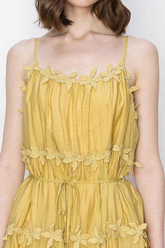 Silk-Effect Lace Trim Midi Dress - Briavio Boutique