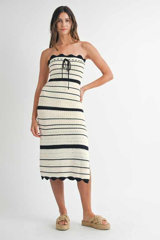 Striped Crochet Midi Dress