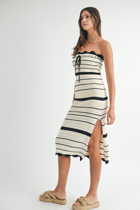 Striped Crochet Midi Dress