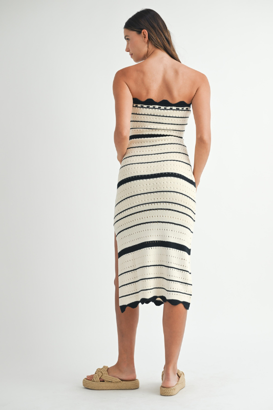 Striped Crochet Midi Dress