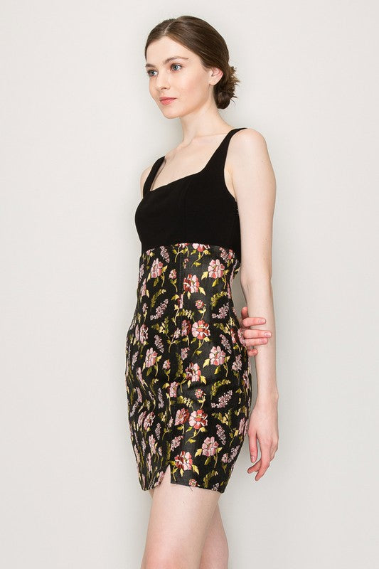 Sleeveless Brocade Mini Dress - Briavio Boutique