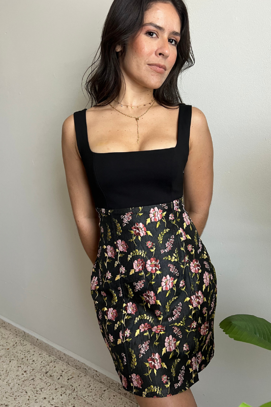 Sleeveless Brocade Mini Dress