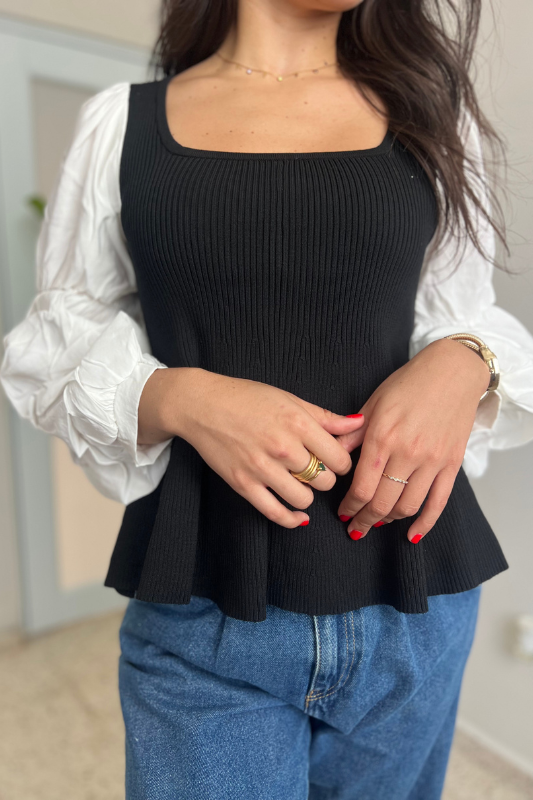 Blended Texture Ribbed Top
