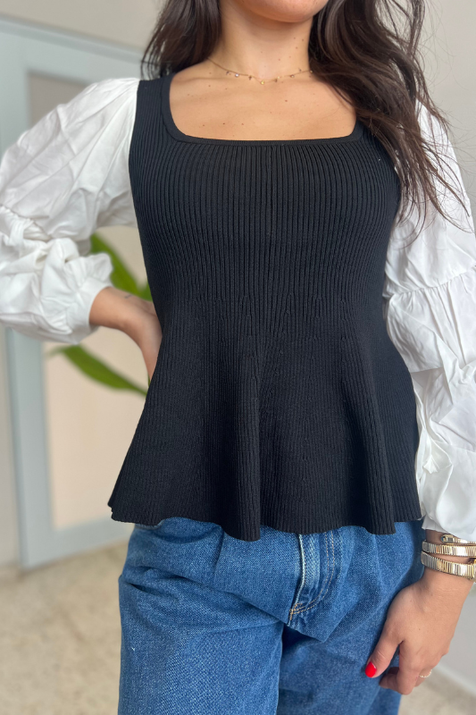 Blended Texture Ribbed Top