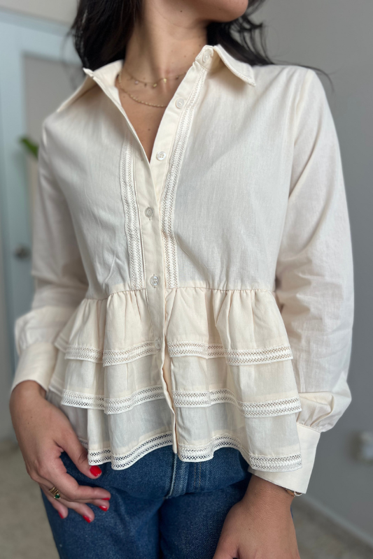 Peplum Button-Up Blouse