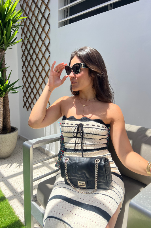 Striped Crochet Midi Dress