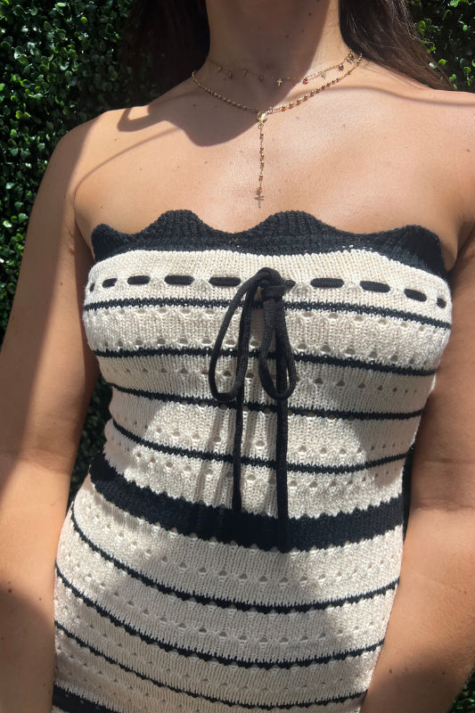 Striped Crochet Midi Dress
