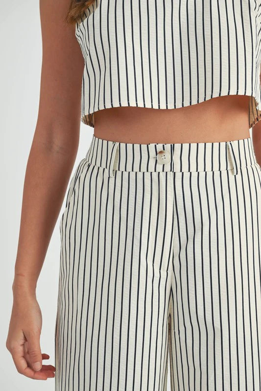 Trendy Striped Crop Set