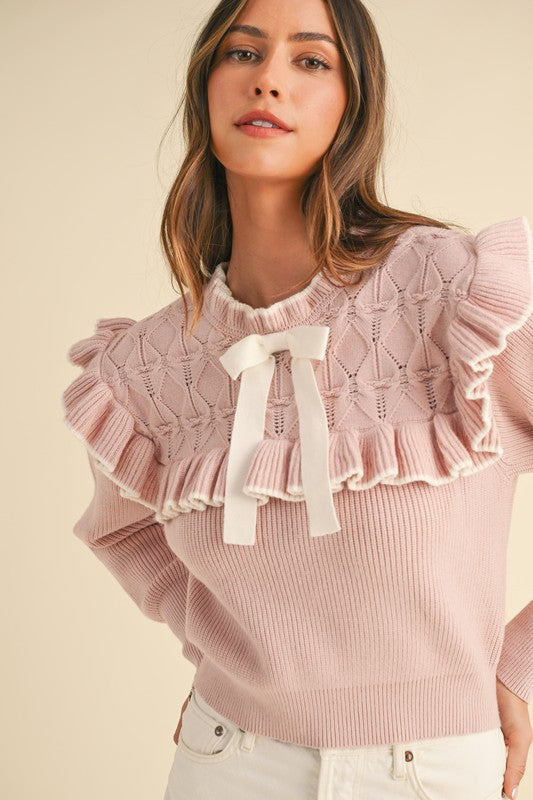 Knit Sweater With Ruffles