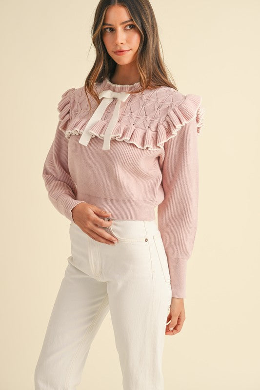 Knit Sweater With Ruffles