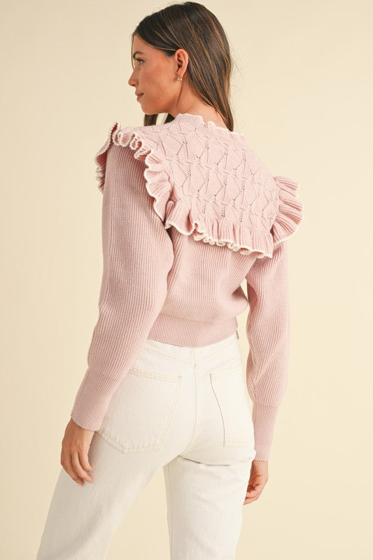 Knit Sweater With Ruffles