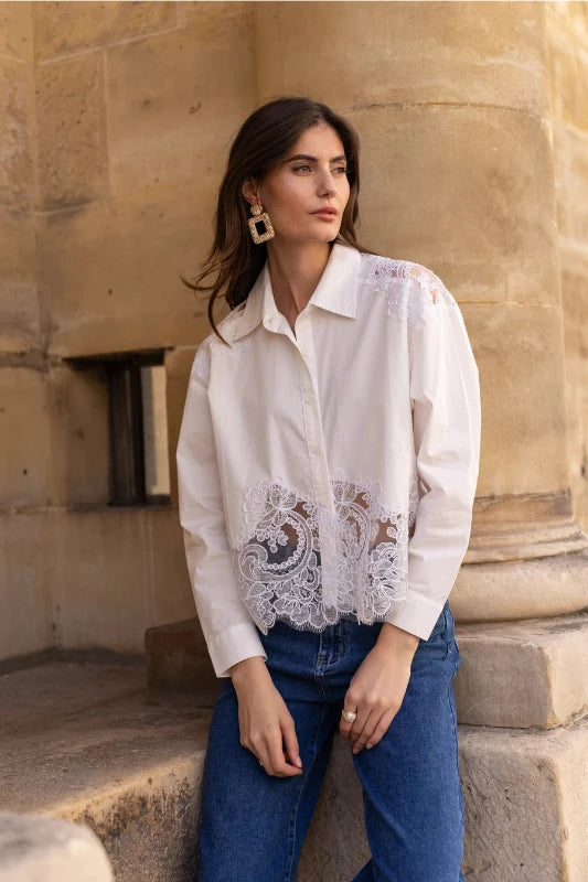 Embroidered Cotton Shirt - Briavio Boutique