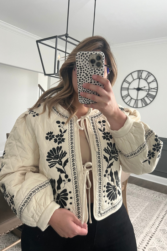 Floral Stitched Padded Jacket