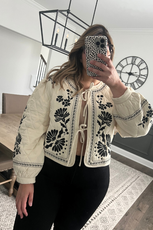 Floral Stitched Padded Jacket